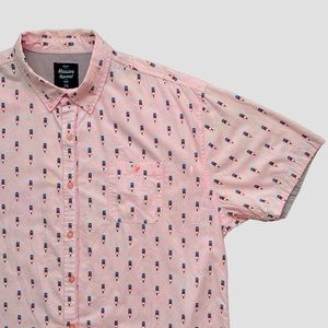 2XL Men's Cotton Short Sleeve Button Down Shirt Pink Popsicles Massive Apparel